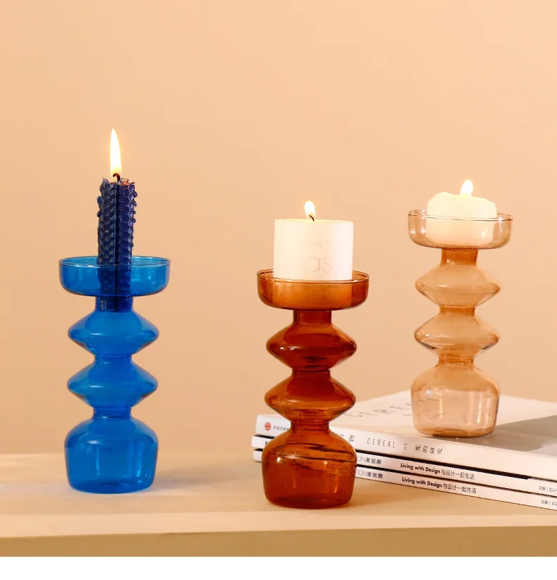 Transparent Tapered Glass Candle Holder