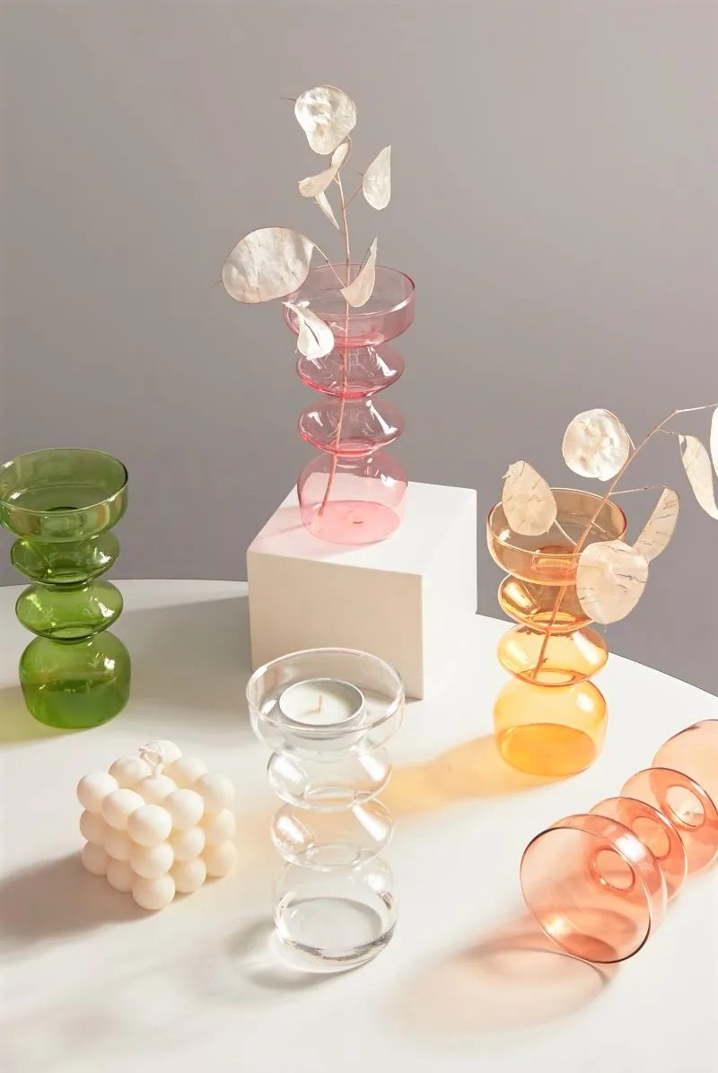 Transparent Tapered Glass Candle Holder