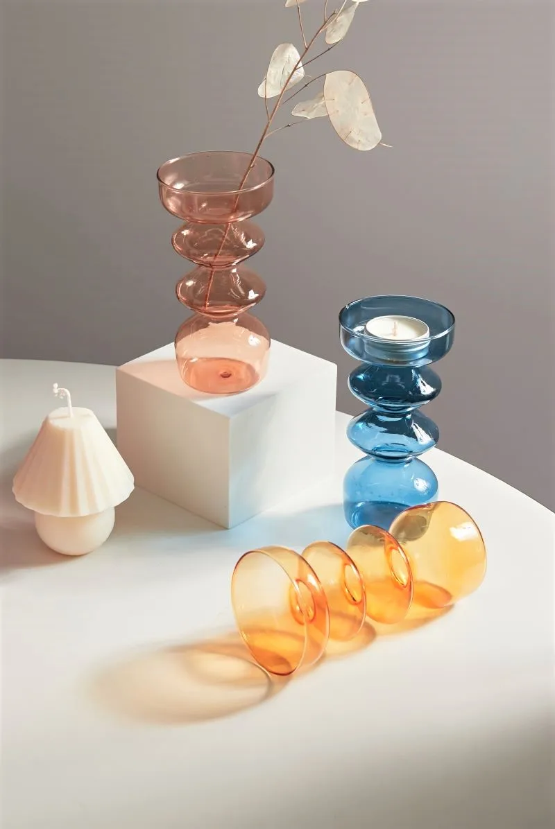 Transparent Tapered Glass Candle Holder