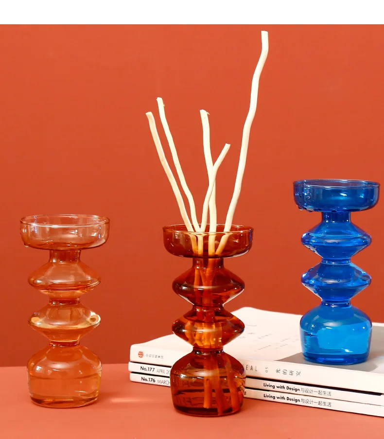 Transparent Tapered Glass Candle Holder