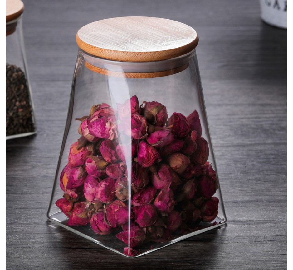 Pyramid Shaped Glass Spice Jar