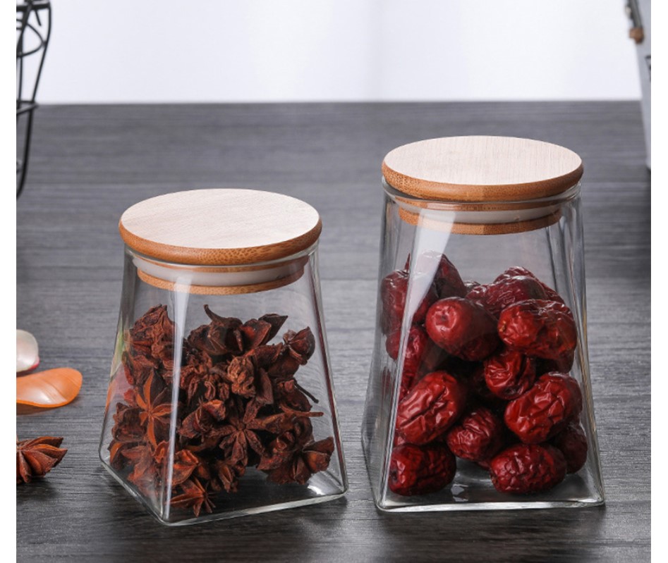 Pyramid Shaped Glass Spice Jar