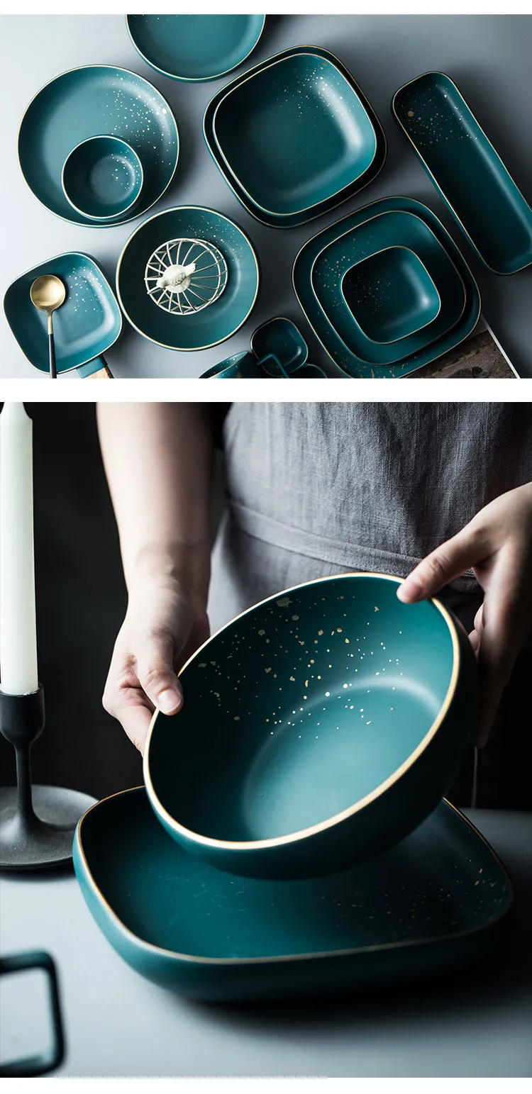 Retro Green Nordic Ceramic Tableware Set