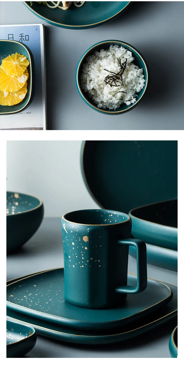 Retro Green Nordic Ceramic Tableware Set
