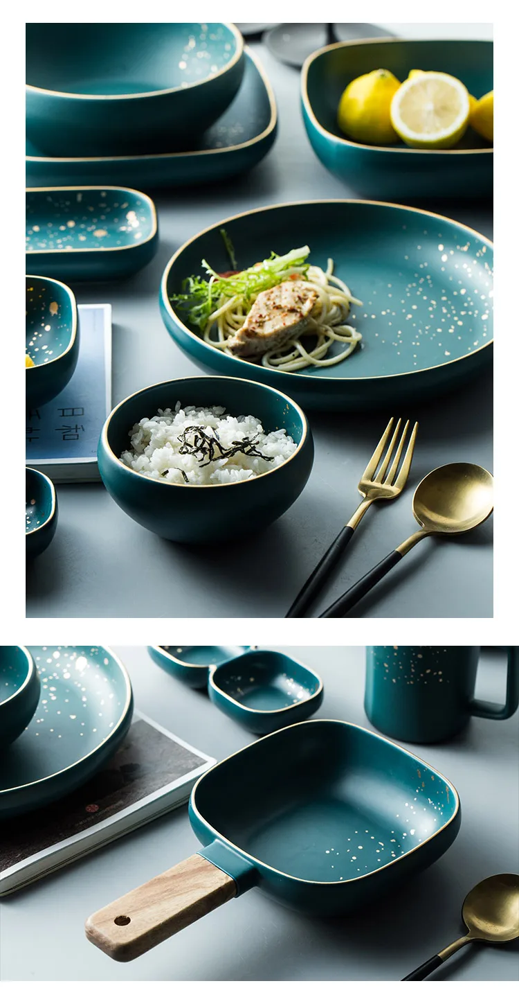 Retro Green Nordic Ceramic Tableware Set