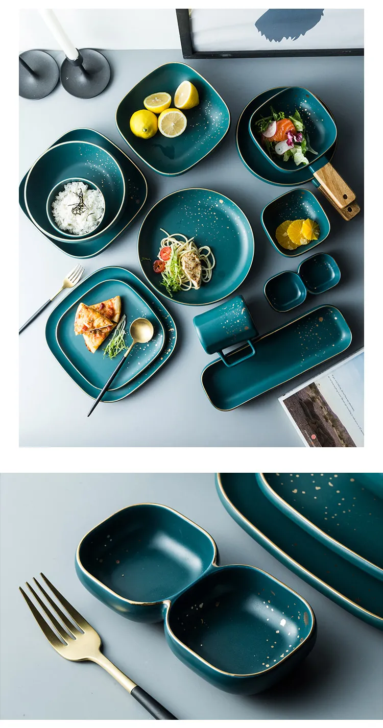 Retro Green Nordic Ceramic Tableware Set