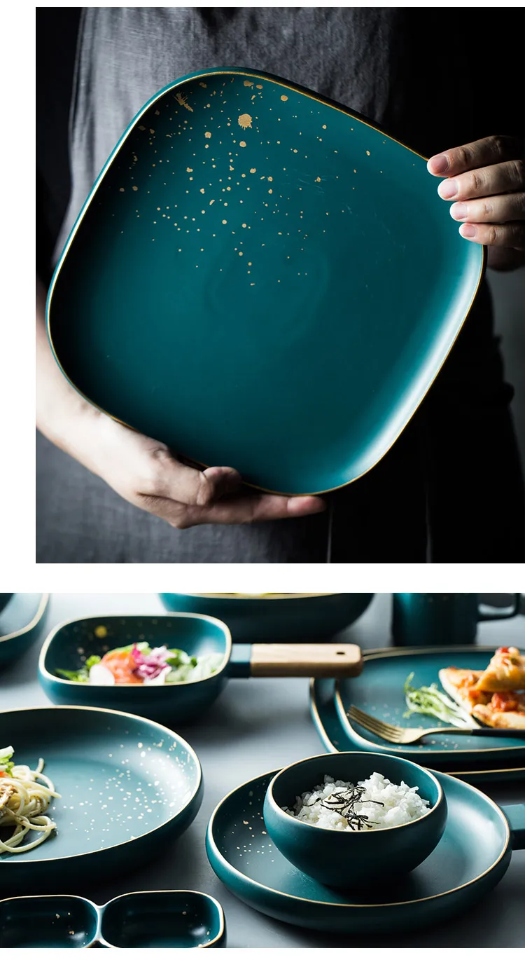 Retro Green Nordic Ceramic Tableware Set