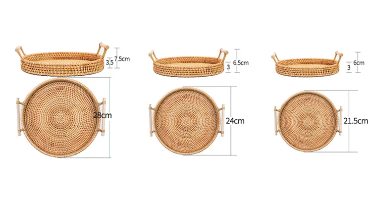 Woven Rattan Tray with Wooden Handles Woven Rattan Tray with Wooden Handles